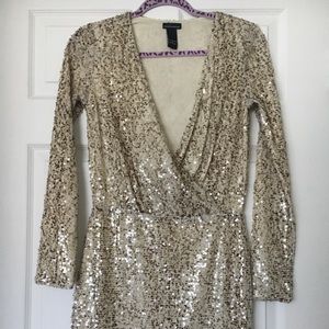 Sparkly faux wrap mini dress